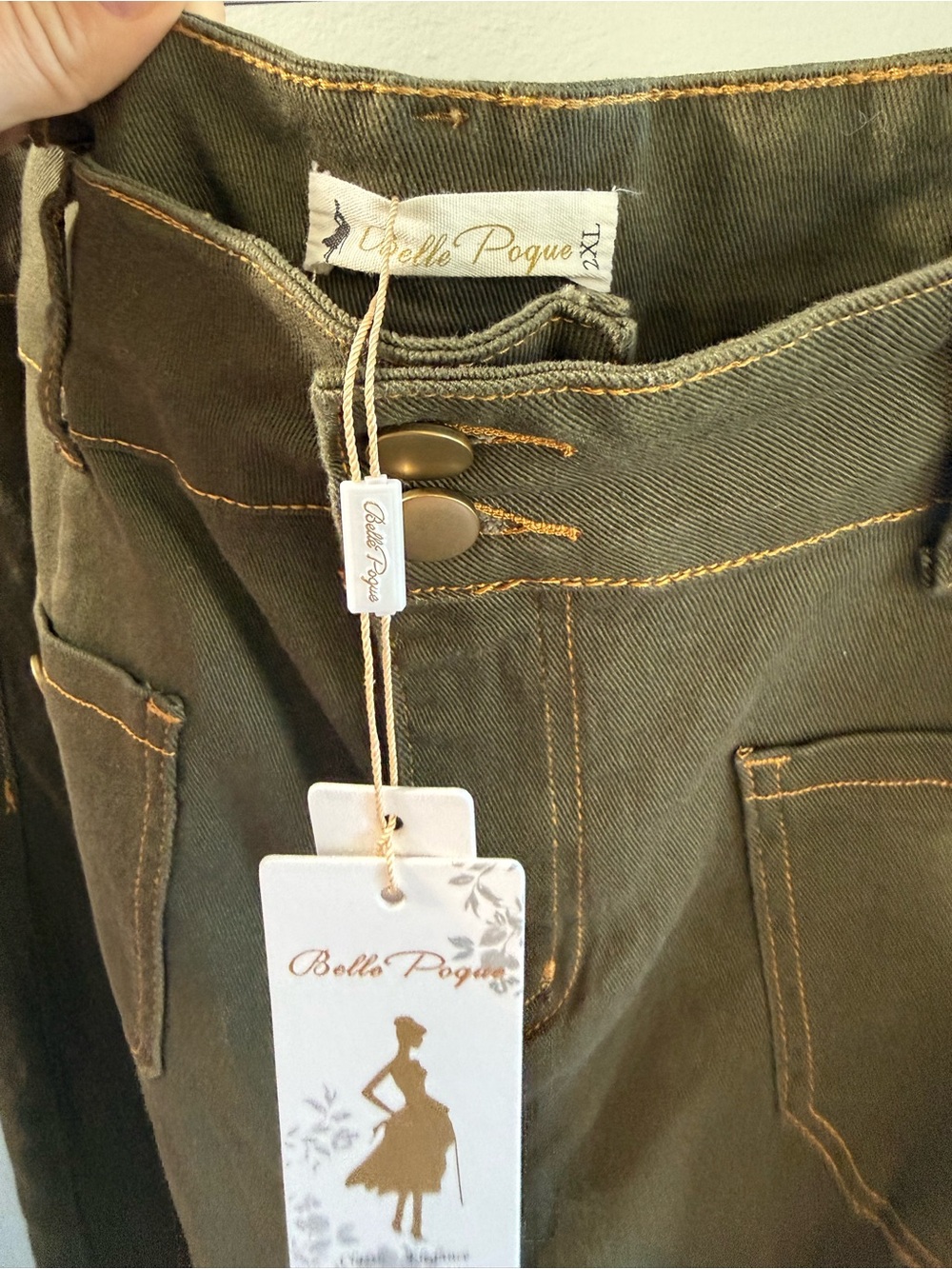 Olive Green Midi Skirt – Size 2XL (New with Tags)